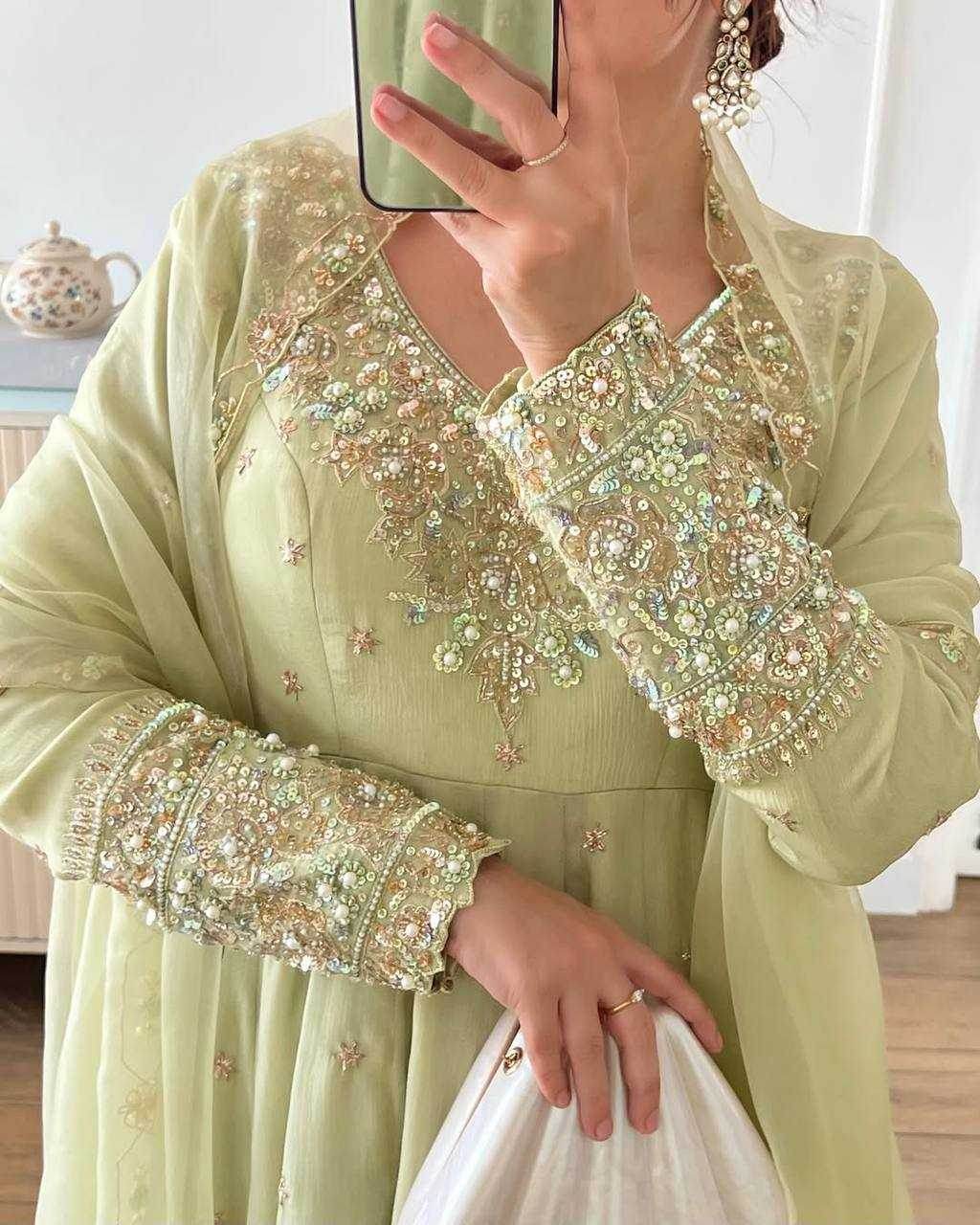 Georgette Embroidery Georgette Gown - MYLUXURY LANE ENTERPRISE